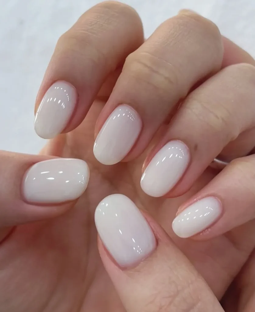 milky white nails short