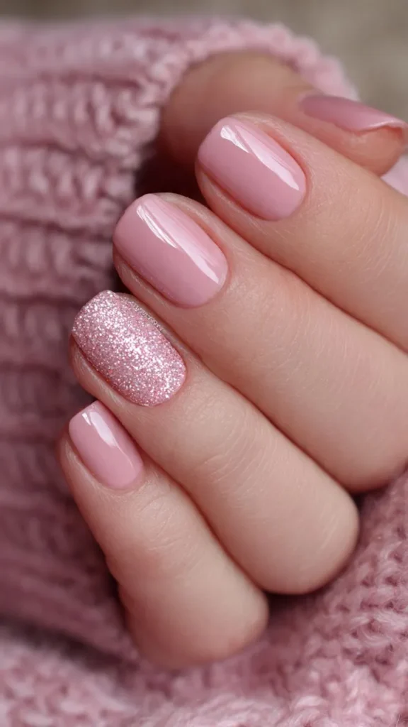 pink-nails-with-glitter-accents
